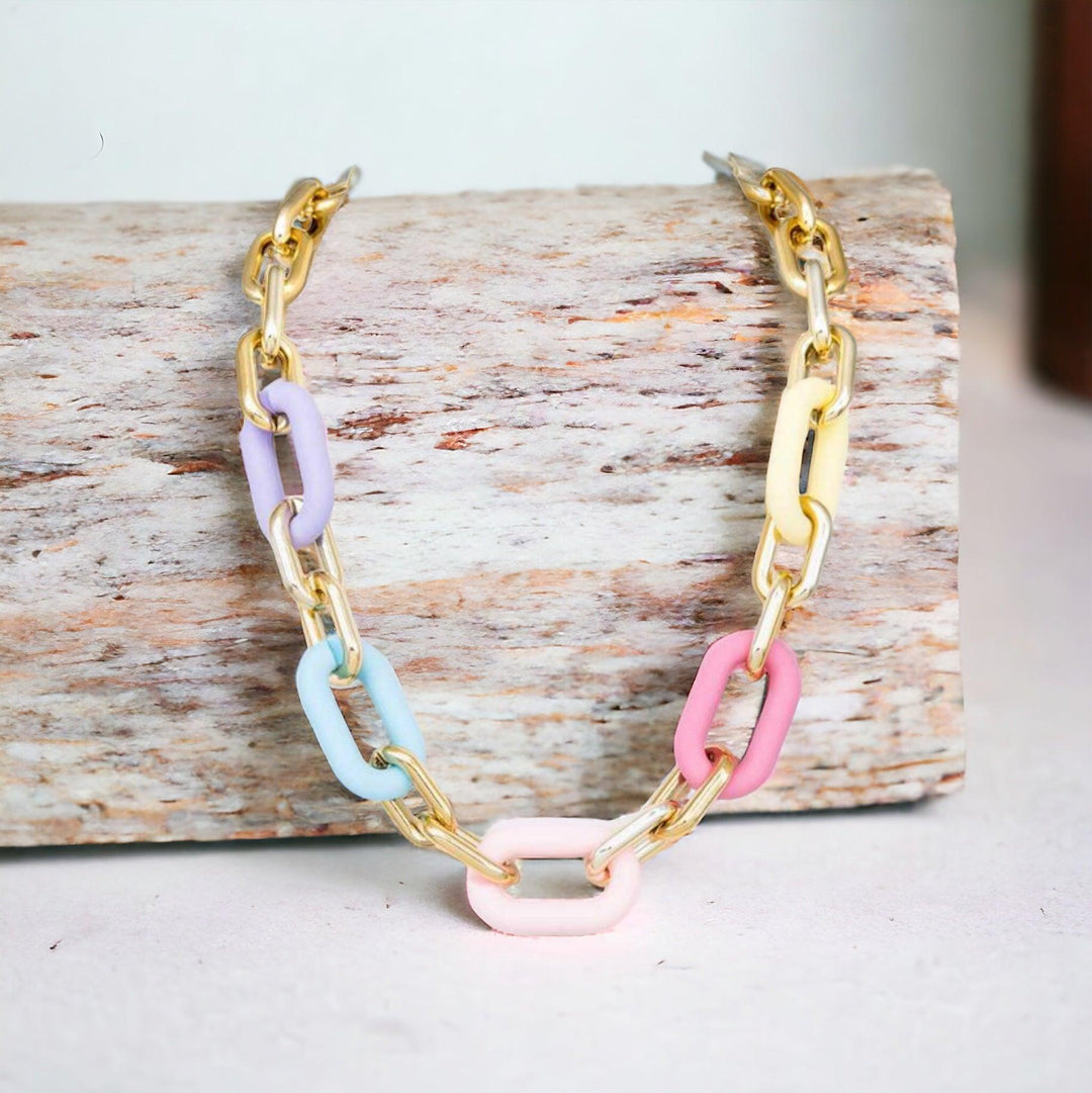 Pastel Resin Chain Necklace Necklaces