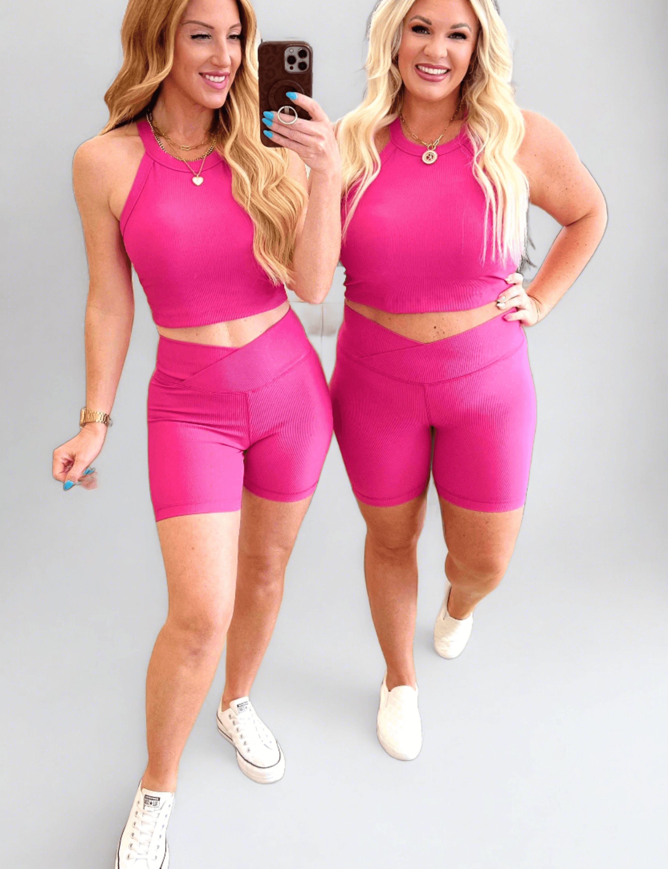 Rae Mode Pink Cropped Tank Top Pink Shirts & Tops