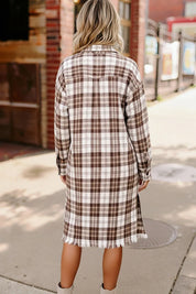 Playful in Plaid Mocha Button Down Cardigan | Daverri Fashions
