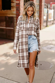 Playful in Plaid Mocha Button Down Cardigan | Daverri Fashions
