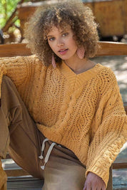 See-through cropped bell sleeved sweater Shirts & Tops