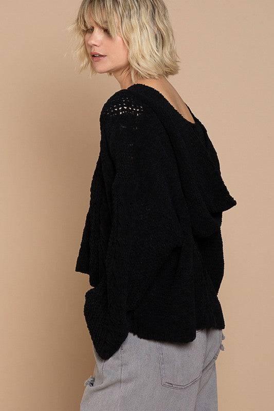 See-through cropped bell sleeved sweater Shirts & Tops