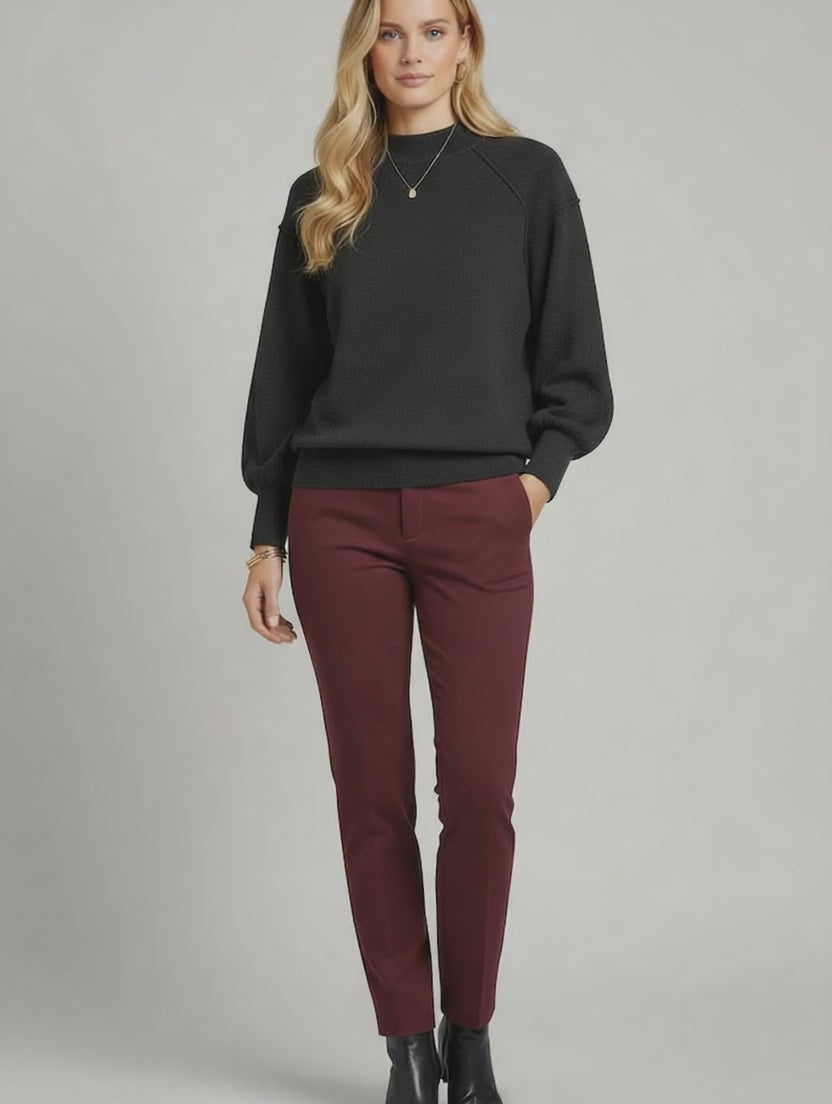 Zenana Viscose Mock Neck Exposed Seam Sweater