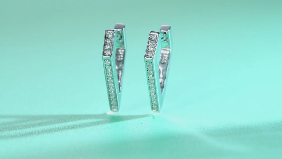 Moissanite S925 Sterling Silver Small Geometric Hoop Earrings