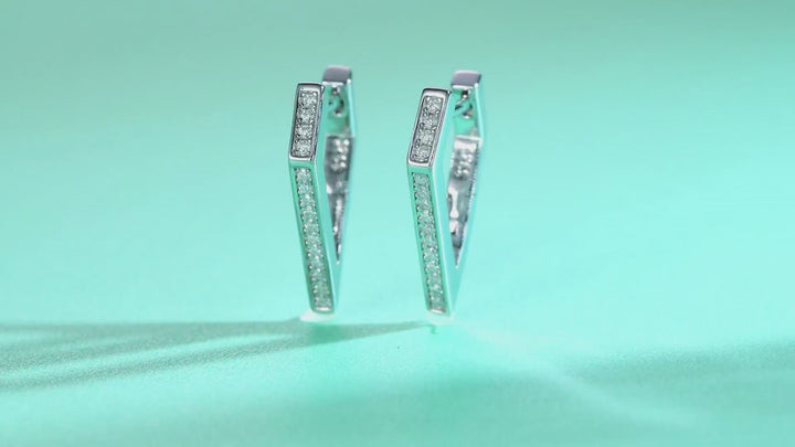 Moissanite S925 Sterling Silver Small Geometric Hoop Earrings
