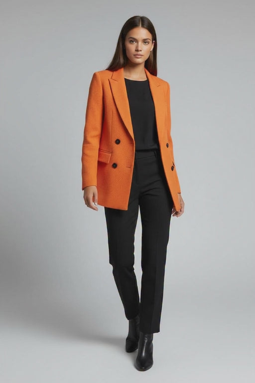 Double-Breasted Textured Blazer