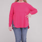 Plus Melange Baby Waffle Long Sleeve Top