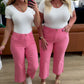 Judy Blue Pink High Rise Control Top Wide Leg Crop Jeans