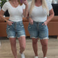 High Rise Button Fly Judy Blue Denim Cutoff Shorts
