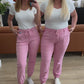 High Rise Pink Denim Joggers