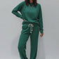Daverri Fashions Round Neck Top and Stripe Detail Drawstring Pants Set
