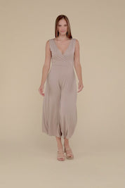 Surplice Neckline Sleeveless Jumpsuit