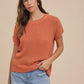 Annie Wear Round Neck Short Sleeve Sweater Terracota