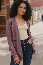 Plum Luxe Suede Cardigan