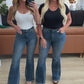 Judy Blue High Waist Control Top Frayed Hem Flare Jeans