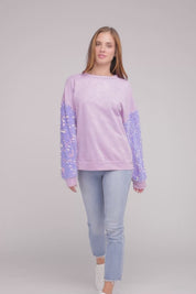 Velvet Sequin Sleeve Mineral Washed Top