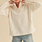 Aemi+Co White Half Snap Lightweight Pullover Tops