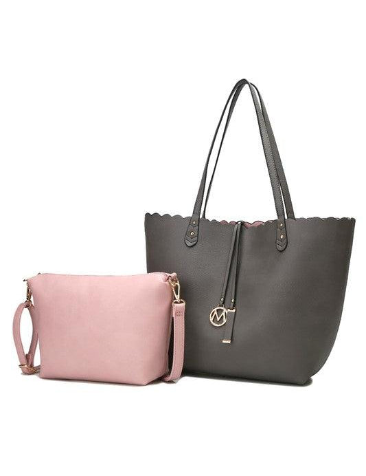 Reversible Shopper Tote & Crossbody Charcoal Pink One Size Handbags