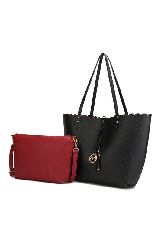 Reversible Shopper Tote & Crossbody Black Red One Size Handbags