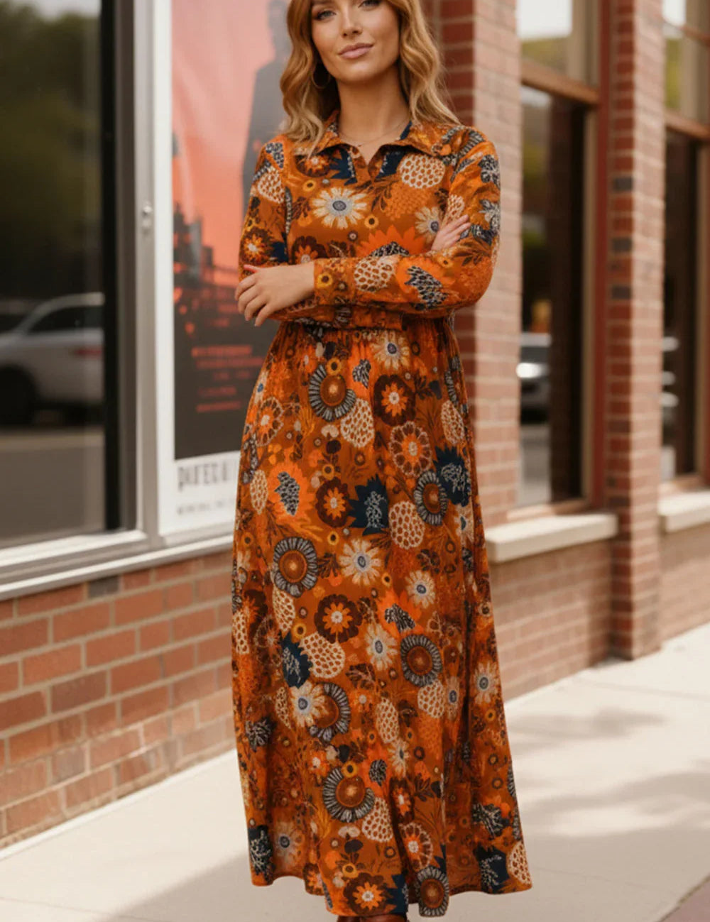 Groovy Garden Rust Maxi Dress | Daverri Fashions