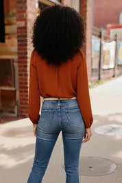 Copper Charm Pleated Blouse | Daverri Fashions