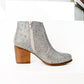 Silver Shine Star rhinestone bootie with wooden block heel
