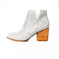 Silver Shine Star rhinestone bootie with wooden block heel