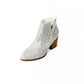 Shine Star silver rhinestone bootie with chunky wooden heel