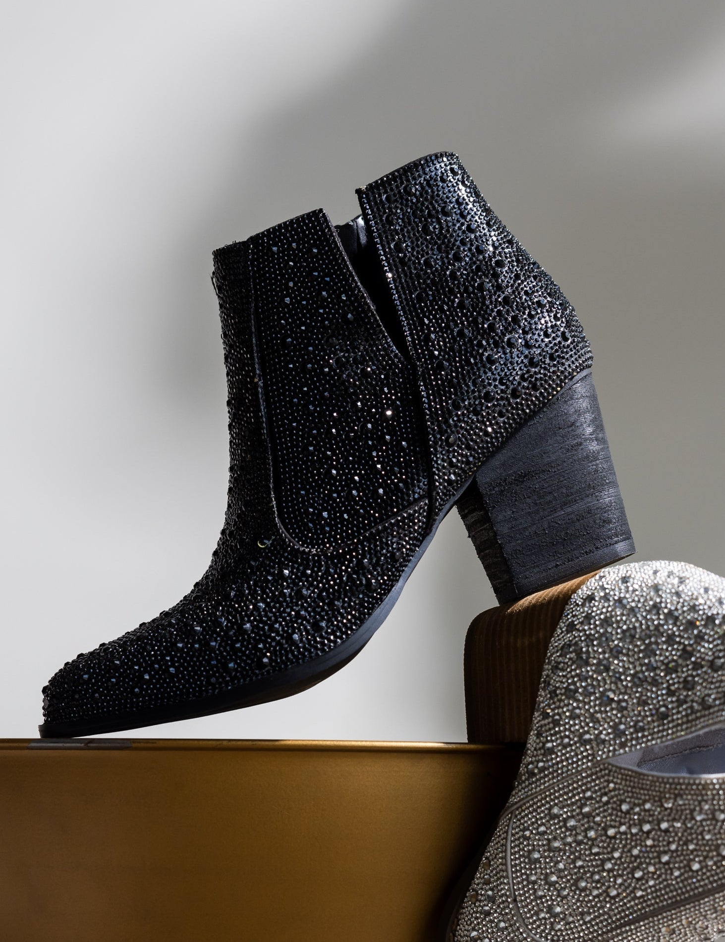 Shine Star Rhinestone Bootie in Black | Boots Daverri Fashions