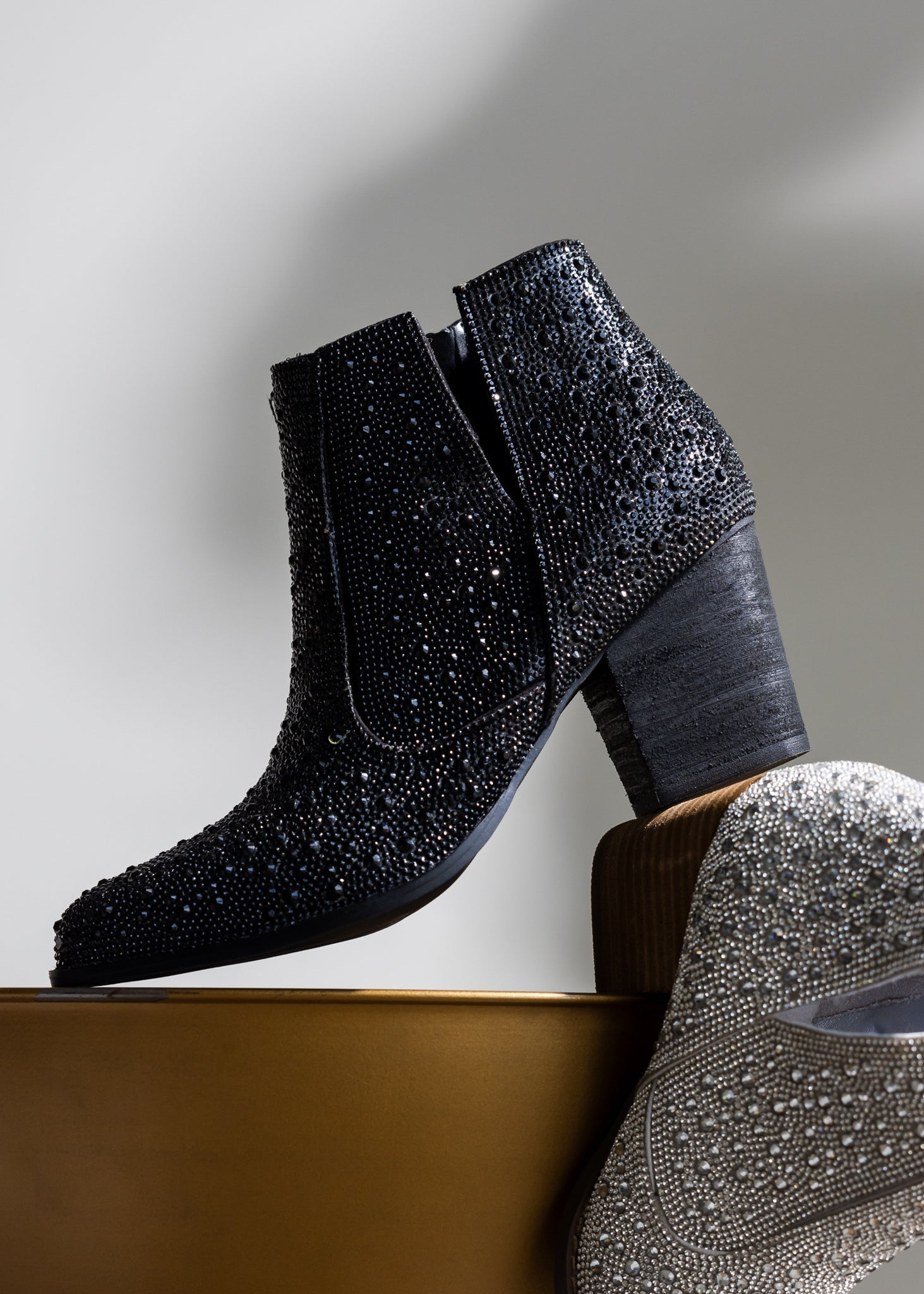 Shine Star Rhinestone Bootie in Black Shoes