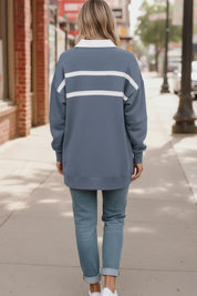 Prep School Chic Slate Blue Polo | Daverri Fashions