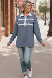 Prep School Chic Slate Blue Polo | Daverri Fashions