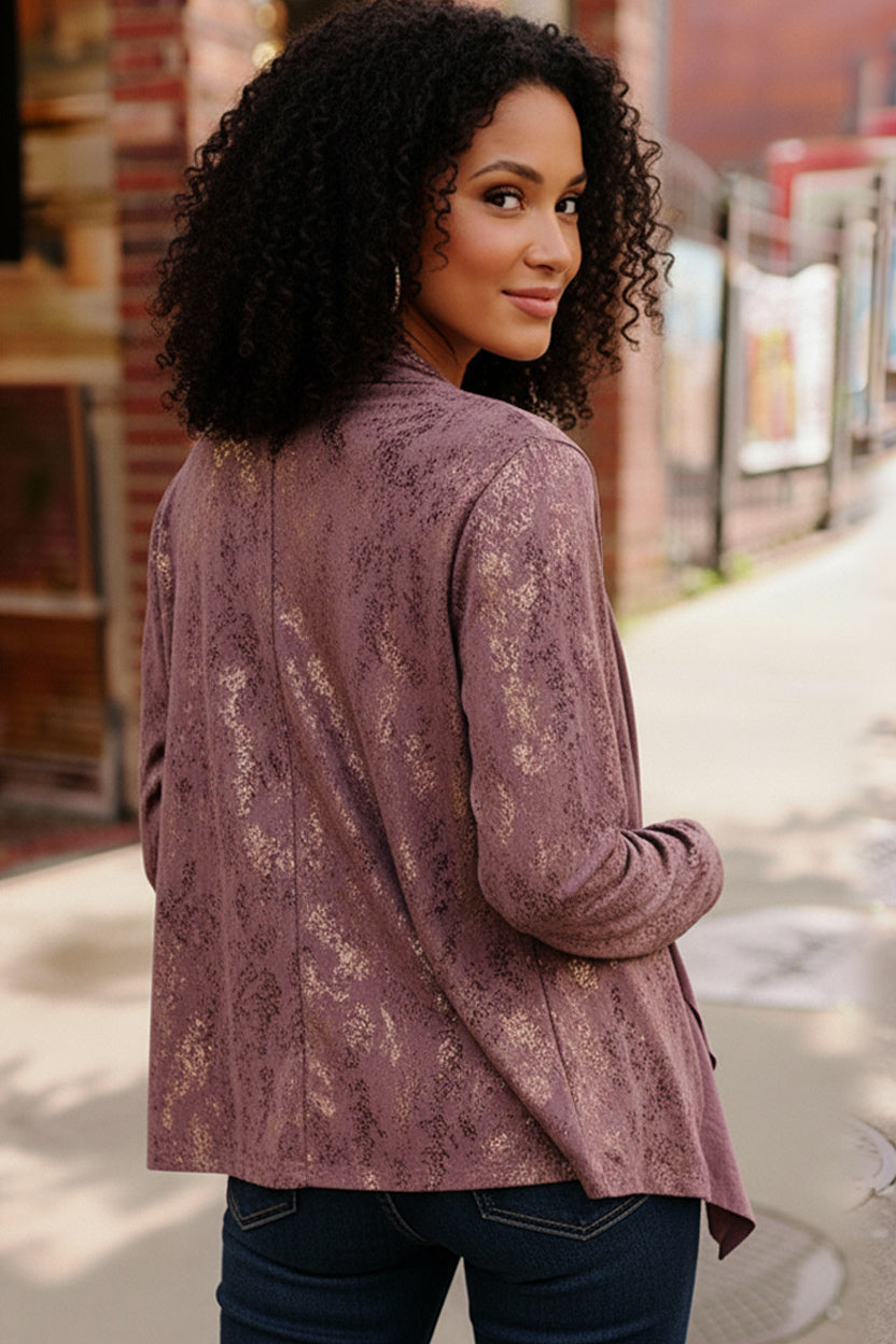 Plum Luxe Suede Cardigan | Cardigans Daverri Fashions