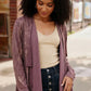 Plum Luxe Suede Cardigan - DAVERRI FASHIONS