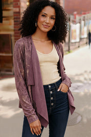 Plum Luxe Suede Cardigan | Cardigans Daverri Fashions