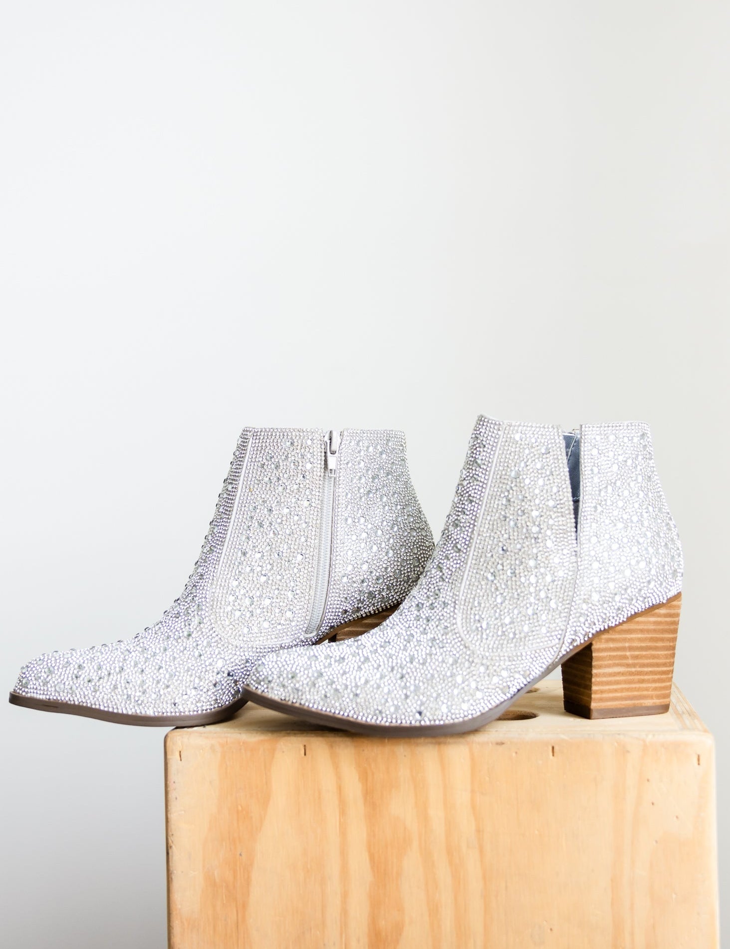 Shine Star Rhinestone Bootie in Silver Shoes