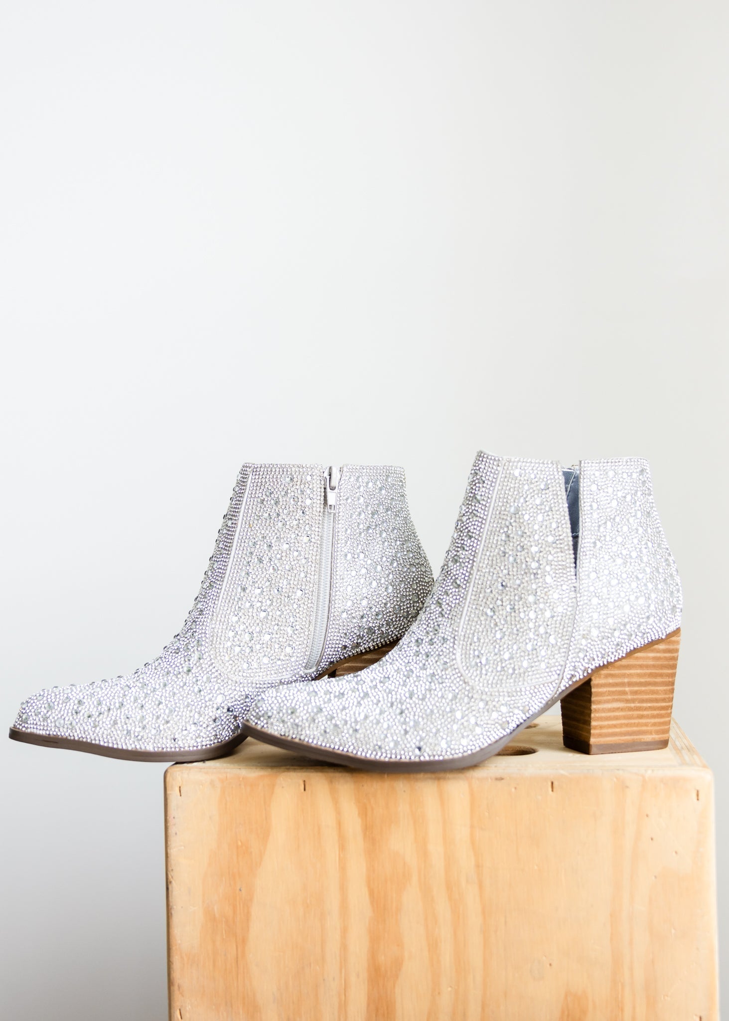 Shine Star Rhinestone Bootie in Silver Shoes