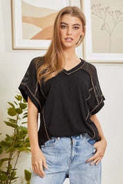 Tunic Top with V-Neckline and Shoulder Details Tops