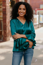 Teal Temptation Silk Blouse | Daverri Fashions