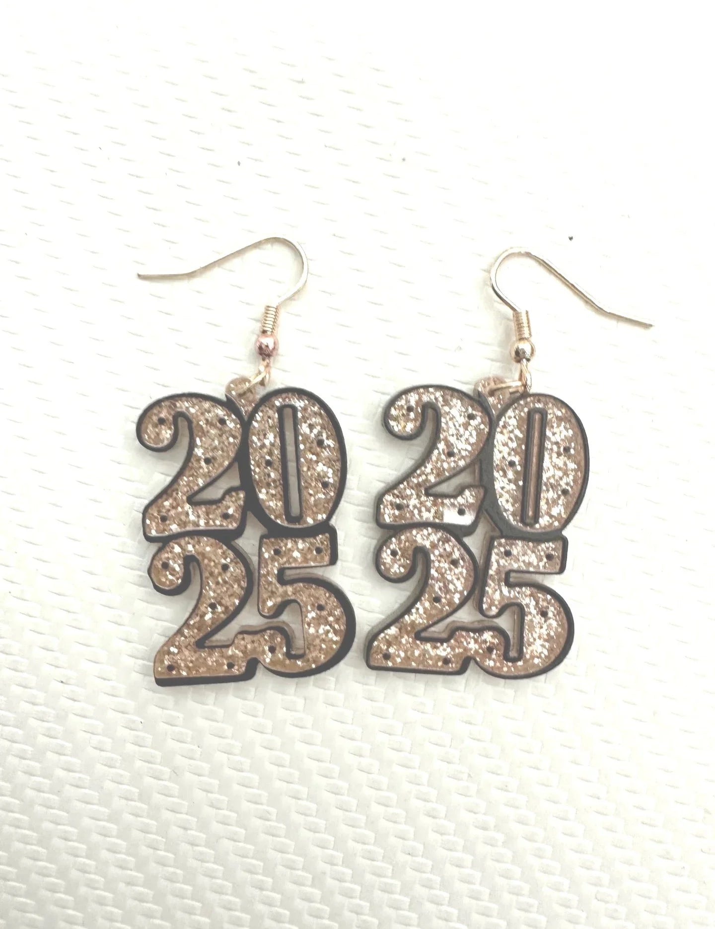 New Year's 2025 Gold Glitter Dangle Earrings | 2024 Blow-Out Sale Daverri Fashions