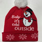 "It's Cold Outside" Snowman Pom-Pom Snowflake Beanie - DAVERRI FASHIONS