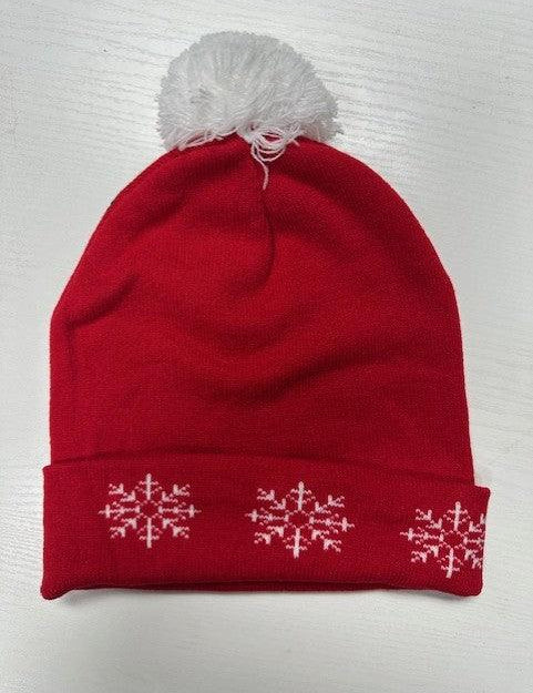 "It's Cold Outside" Snowman Pom-Pom Snowflake Beanie | Daverri Fashions