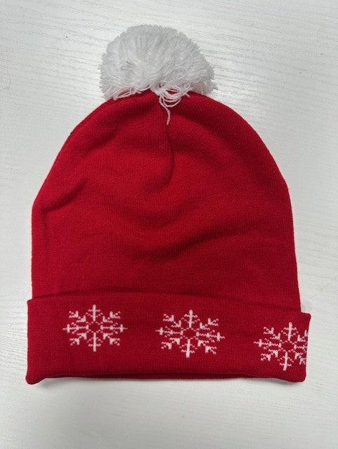"It's Cold Outside" Snowman Pom-Pom Snowflake Beanie - DAVERRI FASHIONS