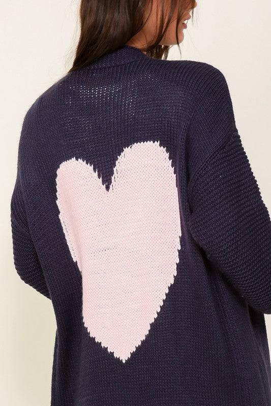 Timing heart design long sleeve open cardigan Cardigans