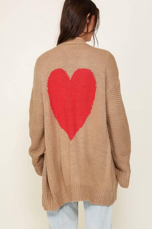 Timing heart design long sleeve open cardigan Cardigans