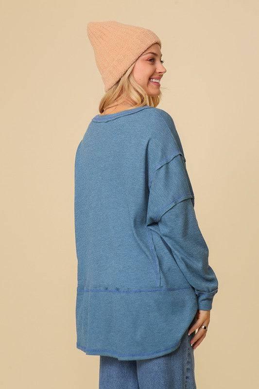 Oversized High-Low Thermal Top Shirts & Tops