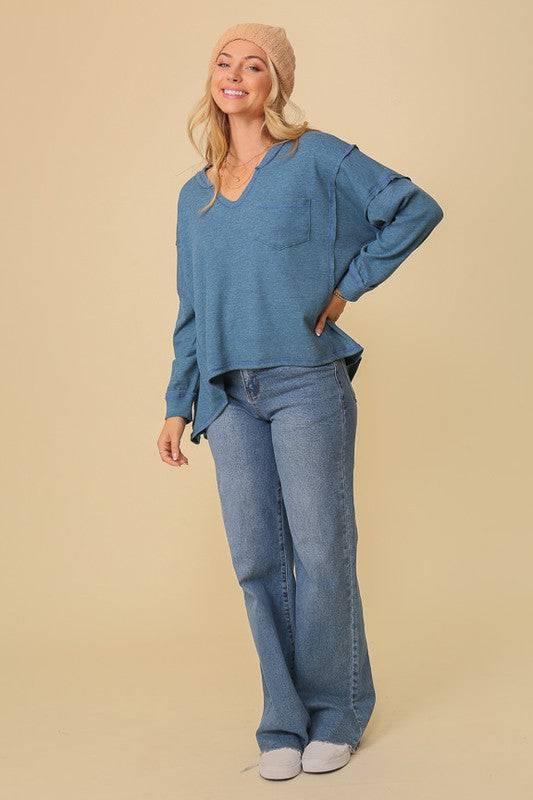 Oversized High-Low Thermal Top Shirts & Tops