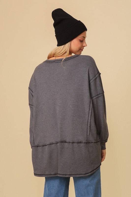 Oversized High-Low Thermal Top Shirts & Tops