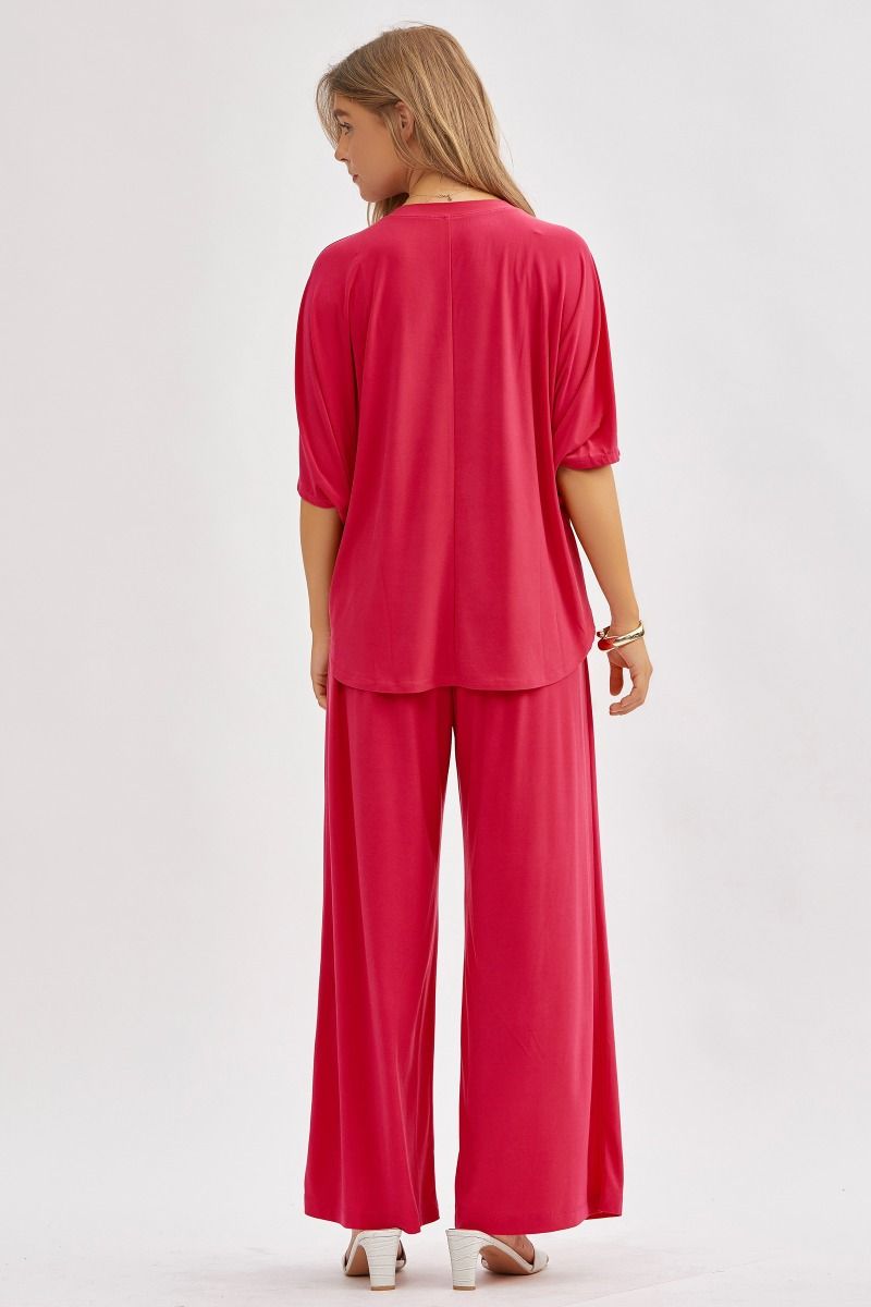 Poncho Tunic Top & Wide Leg Pants Outfit Set Outfit Sets