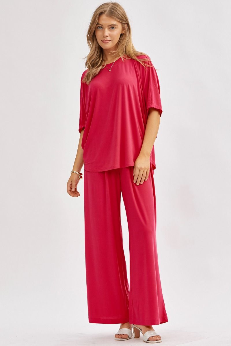 Poncho Tunic Top & Wide Leg Pants Outfit Set Outfit Sets